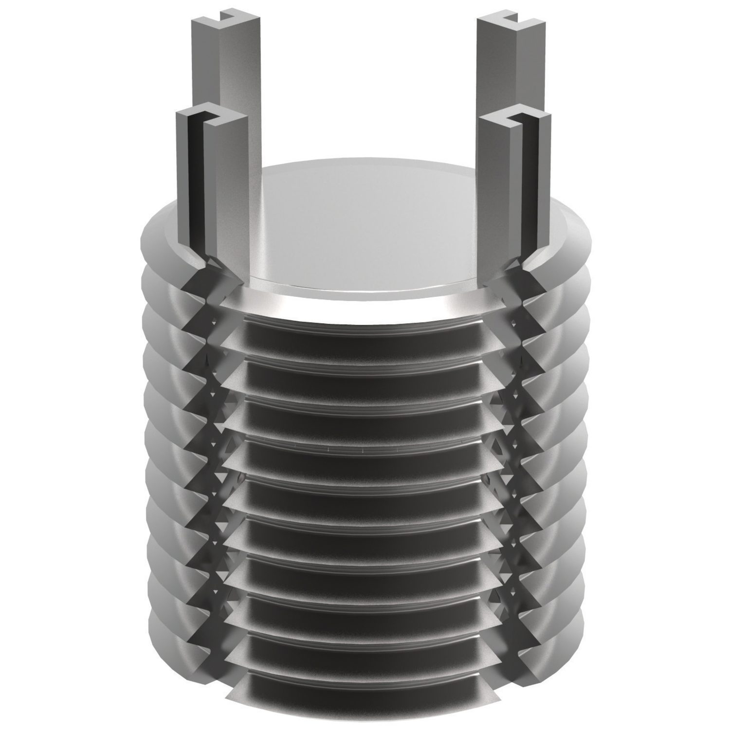 silver coloured solid threaded insert
